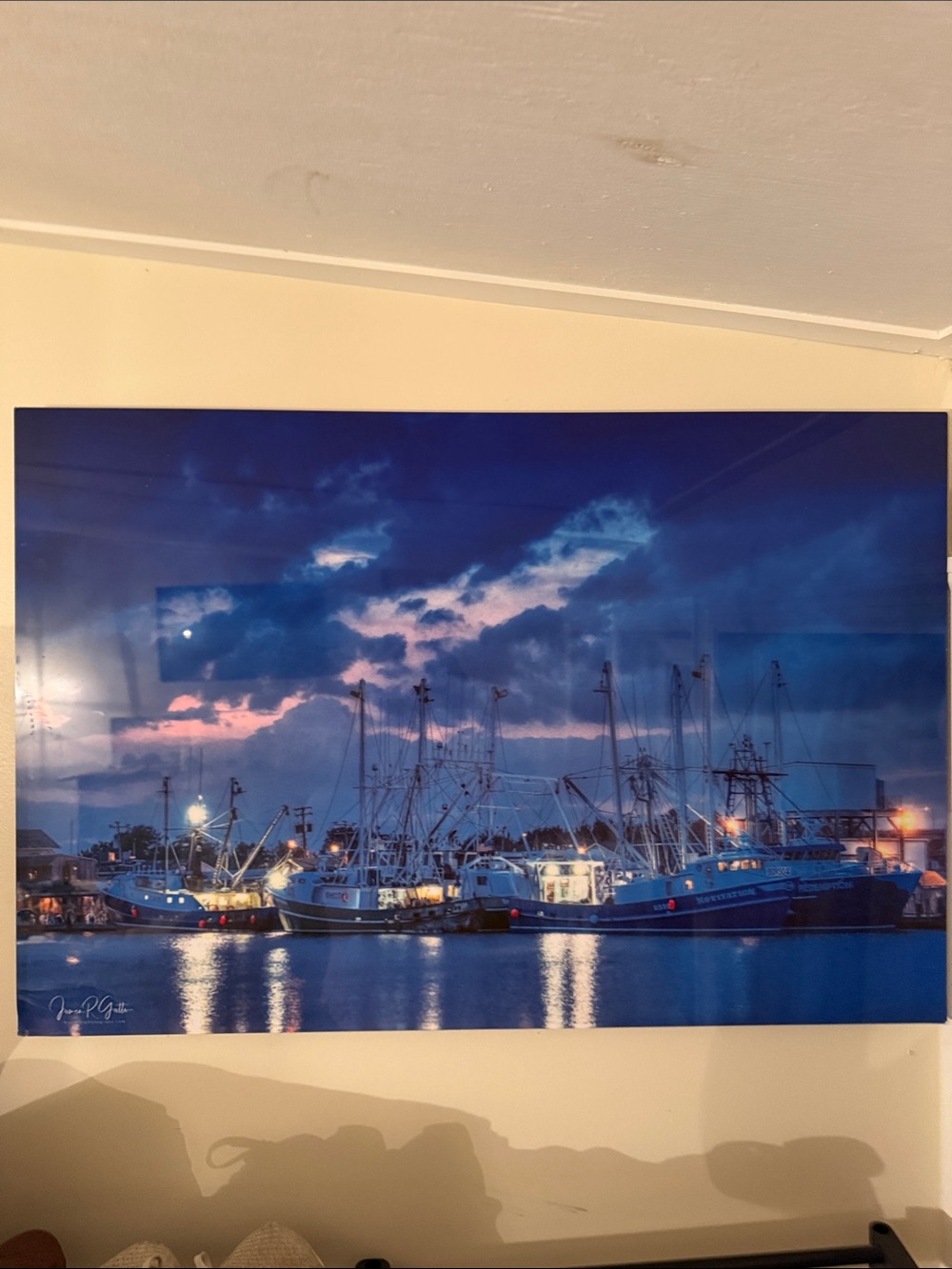 Coastal Twilight Boats Wall Art Print - Blue Lobster House Cape May NJ
